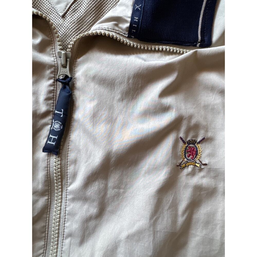 Vintage Tommy Hilfiger Golf Beige Full Zip Windbreaker Jacket Mens L - Picture 3 of 8